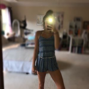 Blue & white striped romper